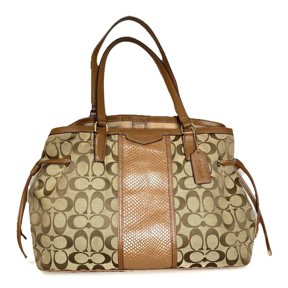 Coach Signature C Jacquard Snakeskin Patchwork Saddle Bag Y2K Carryall Tassels